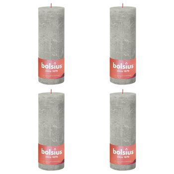 Velas Rústicas Shine 4 Unidades Gris Arena 190x68 Mm Bolsius