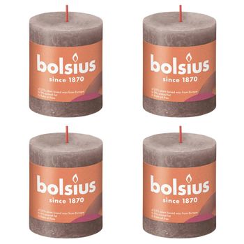 Velas Rústicas Shine 4 Unidades Gris Pardo Rústico 80x68 Mm Bolsius