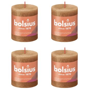 Velas Rústicas Shine 4 Unidades Marrón Especiado 80x68 Mm Bolsius