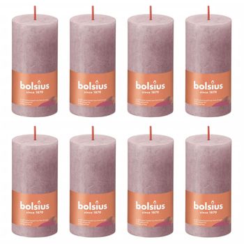 Velas Rústicas Shine 8 Unidades Rosa Ceniza 100x50 Mm Bolsius