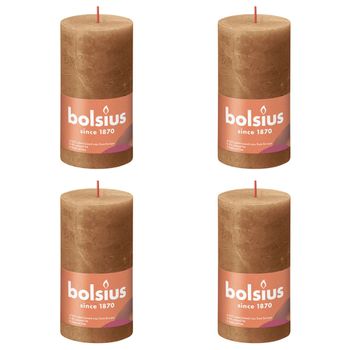 Velas Rústicas Shine 4 Unidades Marrón Especiado 130x68 Mm Bolsius