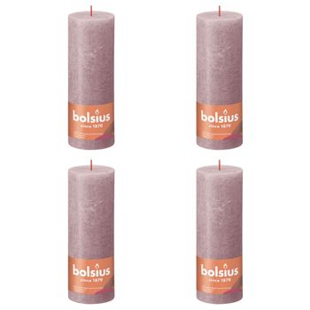 Velas Rústicas Shine 4 Unidades Rosa Ceniza 190x68 Mm Bolsius