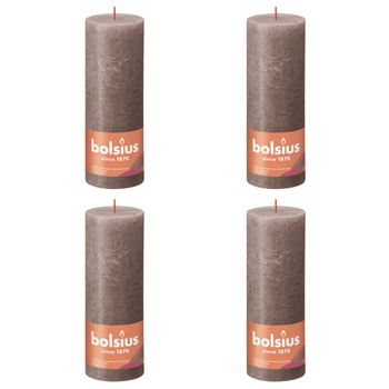 Velas Rústicas Shine 4 Unidades Gris Taupe Rústico 190x68 Mm Bolsius