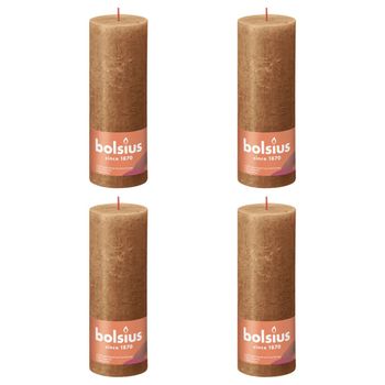 Velas Rústicas Shine 4 Unidades Marrón Especiado 190x68 Mm Bolsius