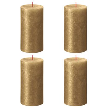 Velas Rústicas Shimmer 4 Unidades Dorado 130x68 Mm Bolsius