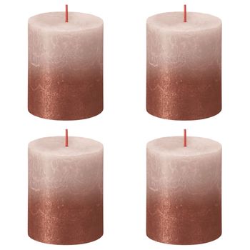 Velas Rústicas Sunset 4 Unidades Rosa Y Ambar 80x68 Mm Bolsius