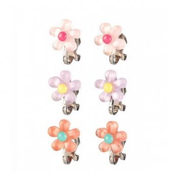 Pendientes De Clip De Flores - 3 Pares