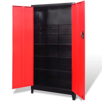 Armario De Herramientas 2 Puertas Acero Negro/rojo 90x40x180 Cm Vidaxl