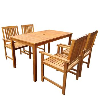 Set De Comedor De Jardín 5 Piezas Madera Maciza De Acacia Vidaxl