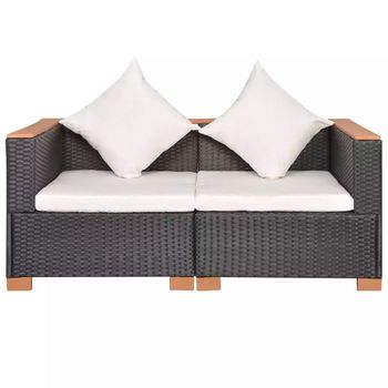 Conjunto Muebles Jardín Conjunto Sofá Washington Negro 1 Sofá Doble, 2  Sillones 1 Mesa Ratán Sintético con Ofertas en Carrefour