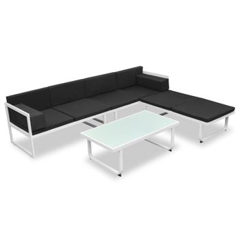 Set De Muebles De Jardín 4 Piezas Y Cojines Aluminio Negro Vidaxl