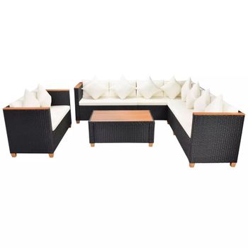 Set Muebles De Jardín 6 Piezas Y Cojines Ratán Sintético Negro Vidaxl