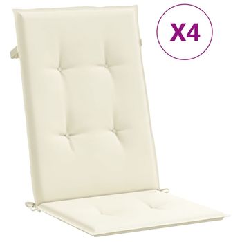 Cojín Silla De Jardín Respaldo Alto 4 Uds Tela Crema 120x50x3cm Vidaxl