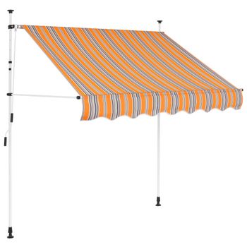 Toldo Manual Retráctil 150 Cm Amarillo Y Azul Rayas Vidaxl