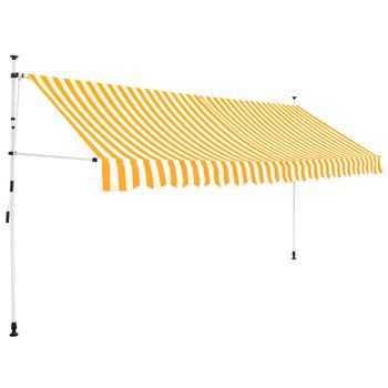 Toldo Manual Retráctil 350 Cm Naranja Y Blanco A Rayas Vidaxl