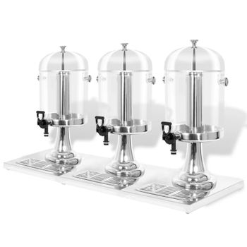 Dispensador De Zumo Triple Acero Inoxidable 3 X 8 L Vidaxl