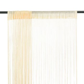 Cortinas De Flecos 2 Piezas 100x250 Cm Crema Vidaxl