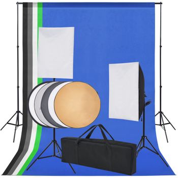 Kit De Estudio Con 5 Telones De Fondo De Colores Y 2 Softboxes Vidaxl