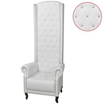 Sillón De Respaldo Alto Cuero Sintético Blanco Vidaxl