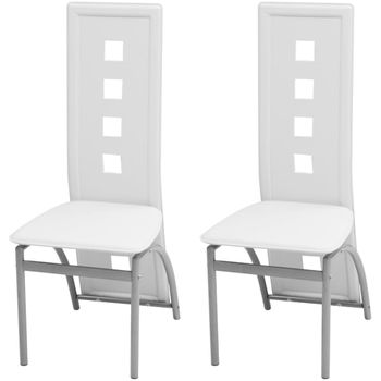 Sillas De Comedor 2 Unidades Cuero Sintético Blanco Vidaxl