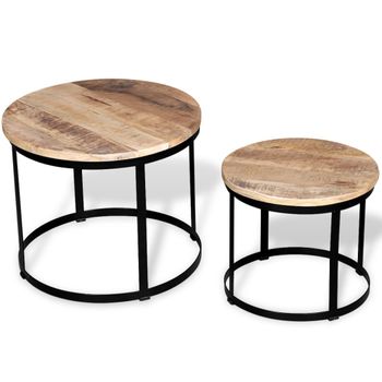 Set De Mesa De Centro Redondas 2 Uds Madera De Mango 40/50 Cm Vidaxl