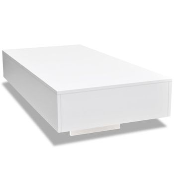 Mesa De Centro Rectangular De Fibra De Vidrio Blanco Brillante Vidaxl