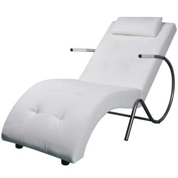 Diván Con Almohada De Cuero Sintético Blanco Vidaxl