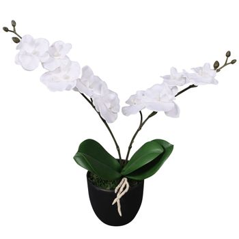 Planta Artificial Orquídea Con Macetero 30 Cm Blanca Vidaxl