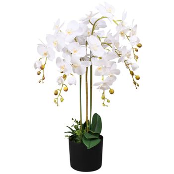Planta De Orquídea Artificial Con Macetero Blanca 75 Cm Vidaxl