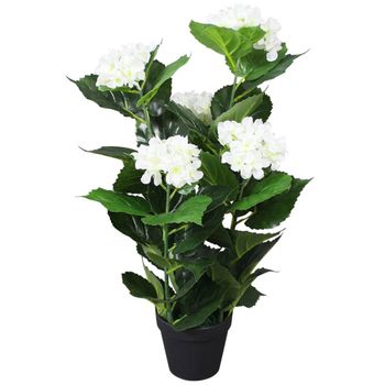 Planta Artificial Hortensia Con Macetero 60 Cm Blanca Vidaxl