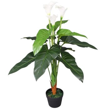 Planta Cala Lilly Artificial Con Macetero 85 Cm Blanca Vidaxl