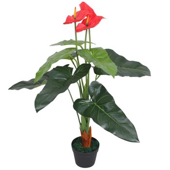Planta De Anturio Artificial Con Maceta 90 Cm Roja Y Amarilla Vidaxl