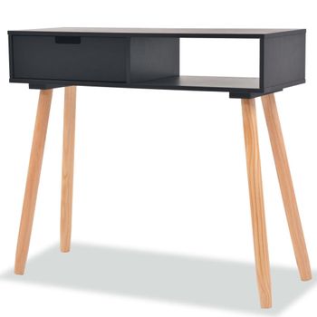 Mesa Consola De Madera Maciza De Pino 80x30x72 Cm Negra Vidaxl