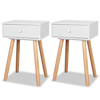 2pcs Mesitas De Noche Con Cajon Mesillas De Noche De Pata Madera Pino con  Ofertas en Carrefour