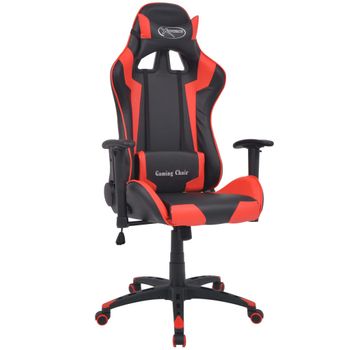 Silla De Escritorio Reclinable Racing De Cuero Artificial Roja Vidaxl