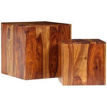 Mesa De Centro De Madera Maciza Sheesham 2 Unidades 40x40x40 Cm Vidaxl