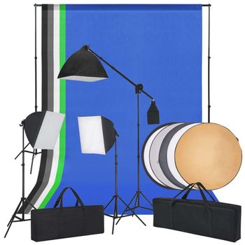 Kit De Estudio Fotográfico Con Luces Softbox Fondos Y Reflector Vidaxl