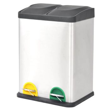 Cubo De Reciclaje Y Basura Con Pedal Acero Inoxidable 36 L Vidaxl