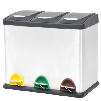 Cubo De Reciclaje Y Basura Con Pedal Acero Inoxidable 24 L Vidaxl