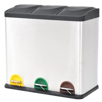 Cubo De Reciclaje Y Basura Con Pedal Acero Inoxidable 54 L Vidaxl