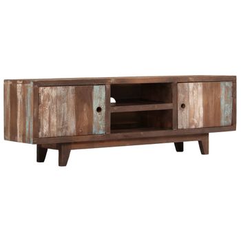 Mueble Para Tv De Madera Maciza De Acacia Vintage 118x30x40 Cm Vidaxl