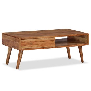 Mesa De Centro Madera Maciza De Acacia Con Cajón 100x50x40 Cm Vidaxl