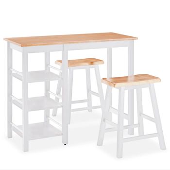 Conjunto De Mesa Alta De Cocina 3 Piezas Mdf Blanco Vidaxl