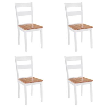 Sillas De Comedor 4 Unidades Madera Maciza De Caucho Blanco Vidaxl