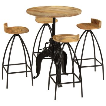 Juego De Muebles De Bar Madera Maciza Mango 5 Piezas Vidaxl