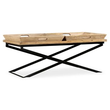 Mesa De Centro De Madera De Mango Maciza 110x55x42 Cm Vidaxl