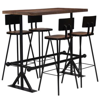 Conjunto De Muebles De Bar 5 Piezas Madera Maciza Reciclada Vidaxl