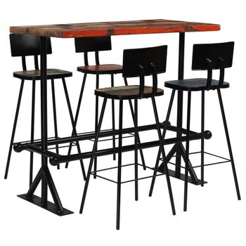 Muebles De Bar 5 Piezas Madera Maciza Reciclada Multicolor Vidaxl