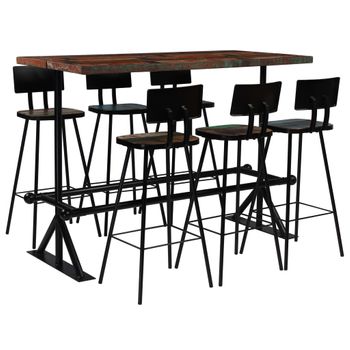 Muebles De Bar 7 Piezas Madera Maciza Reciclada Multicolor Vidaxl