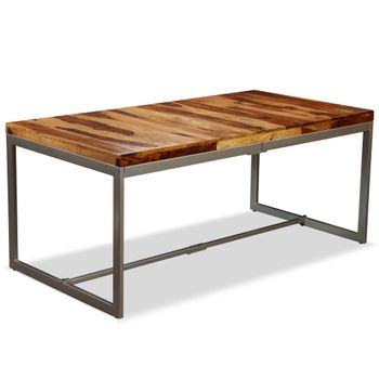 Mesa De Comedor De Madera Maciza De Sheesham Y Acero 180 Cm Vidaxl